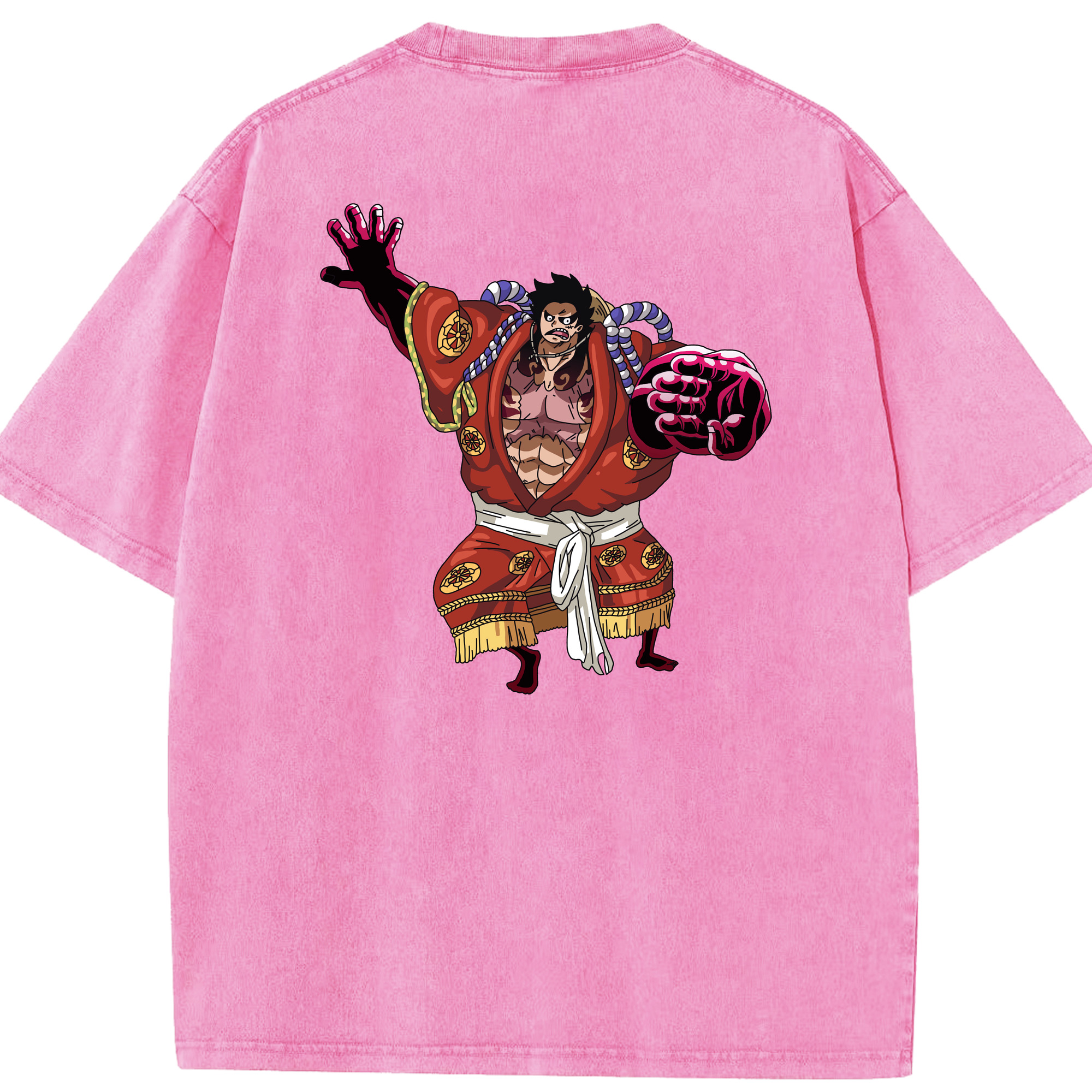 ワンピース モンキー・D・ルフィ ONE PIECE Monkey D. Luffy 綿100% ヴィンテージ風 半袖Tシャツ（背面プリント）